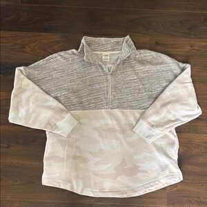 Victoria's Secret PINK gray marl white/cream half zip